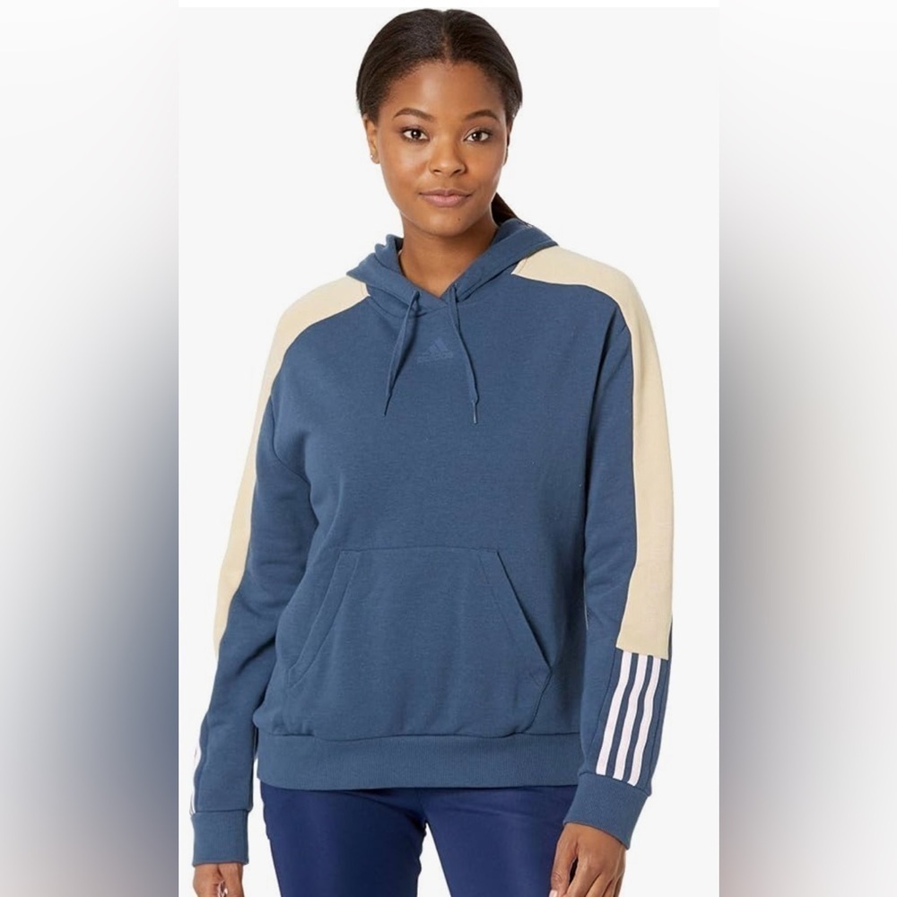 Adidas colorblock linear hoodie women Sz large 16/18